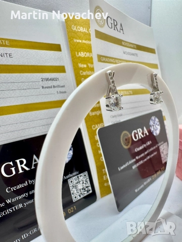 Сребърни обеци с мойсанит (Диамант) 0.5 карата, снимка 4 - Обеци - 52370580