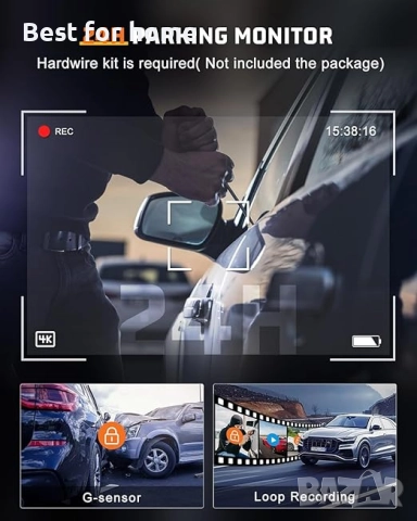 Penemay 4K предна даш, видеорегистраторна камера  с 32GB карта, WiFi, снимка 6 - Аксесоари и консумативи - 51665087