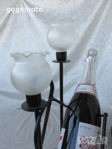 КАТО НОВА,Стойка за вино,метал+стъкло с две свещи, ръчна изработка,Сувенир,декорация,ИДЕЯ за ПОДАРЪК, снимка 4 - Други - 36318829
