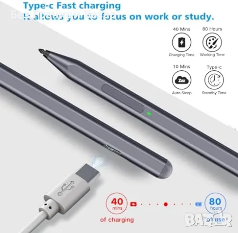 Нов Магнитен стилус за Surface Pro/Go/Laptop с гумичка прецизна Писалка, снимка 4 - Друга електроника - 48236044