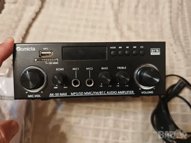 Romicta AK-50 MAX 2-канален усилвател Bluetooth / MP3 / FM / SD / USB, снимка 3 - Ресийвъри, усилватели, смесителни пултове - 56121806