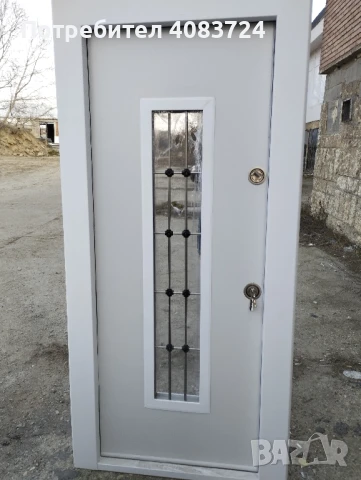 метална врата за къща със стъкло в цвят бяло, антрацит и орех, снимка 2 - Входни врати - 50729804