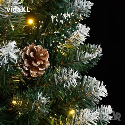 vidaXL Изкуствена тънка коледна елха, 150 LED, 150 см(SKU:3315779), снимка 4 - Други - 48249184