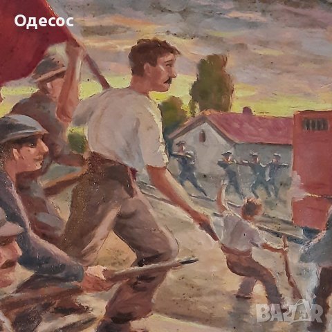 Стара картина"Септемврийското въстание", снимка 2 - Антикварни и старинни предмети - 42720782