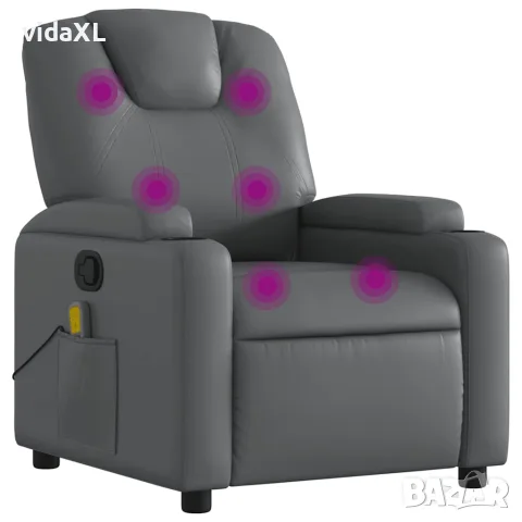 vidaXL Масажен наклоняем стол, сив, изкуствена кожа