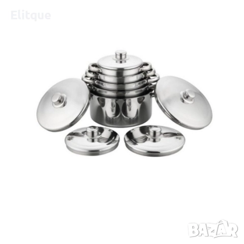 Комплект от 10 части тенджери с тройно дъно и капаци от неръждаема стомана, снимка 6 - Съдове за готвене - 52853484