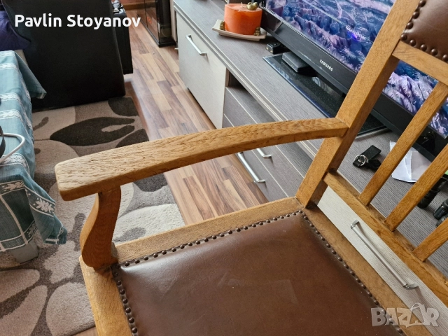 Голям старинен стол кресло с дърворезба , снимка 5 - Столове - 51941581