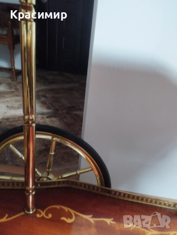 Старинна количка за сервиране с интарзия., снимка 12 - Антикварни и старинни предмети - 52512381