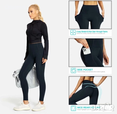 Дамски спортен клин с висока талия QUEENIEKE – син, XXL, снимка 5 - Спортни екипи - 52882496