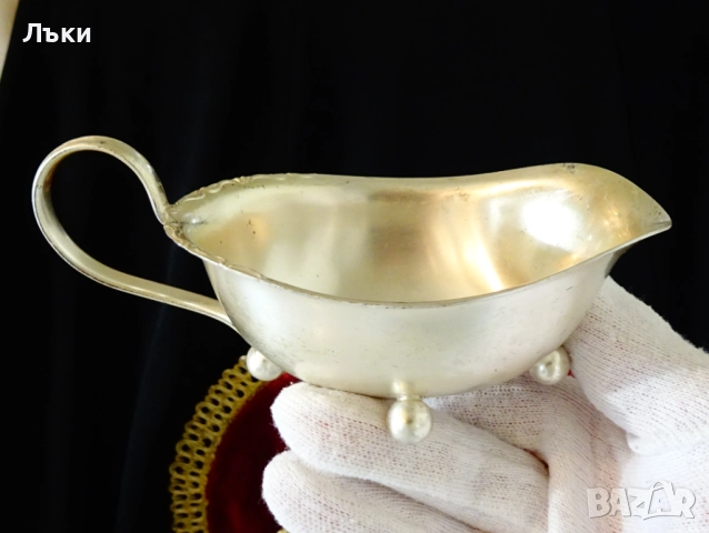 Посребрена сосиера,каничка 160 мл. , снимка 3 - Антикварни и старинни предмети - 52978416