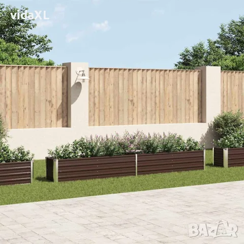 vidaXL Градинска висока леха поцинкована стомана 320x40x45 см кафява, снимка 2 - Саксии и кашпи - 56147597