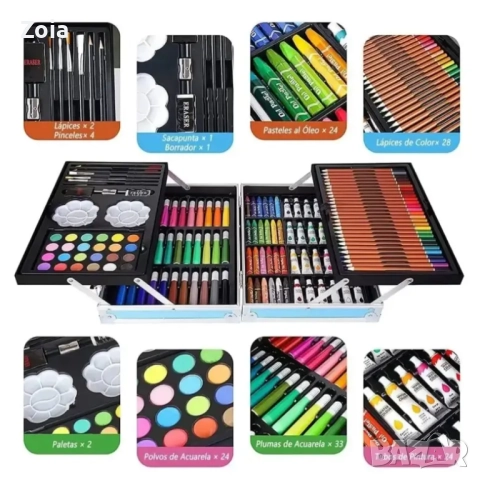 Детски комплект за рисуване в куфар,145 части, снимка 2 - Рисуване и оцветяване - 51586961