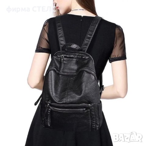 Дамска чанта STELS Q44, Екологична кожа, 38x14x30см, Черен, снимка 5 - Чанти - 44398742