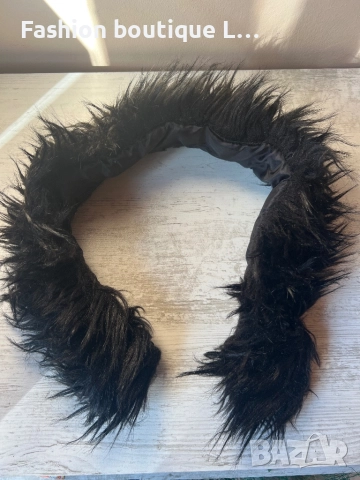 Черна пухена яка за качулка с дълъг косъм 🖤🖤🖤, снимка 2 - Други - 52278887
