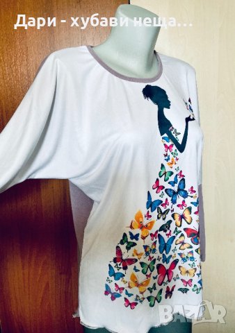 Дълга блуза с красив принт🍀❤️M, M/L❤️🍀арт.579, снимка 2 - Блузи с дълъг ръкав и пуловери - 40731531