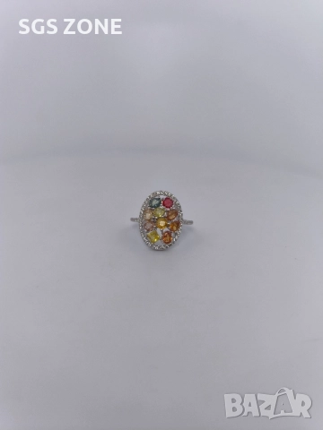 СРЕБЪРЕН ПРЪСТЕН С МНОГОЦВЕТЕН ТУРМАЛИН, снимка 5 - Пръстени - 52392939