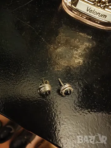 Сребърни  обеци с оникс .сбх, снимка 2 - Обеци - 48286617