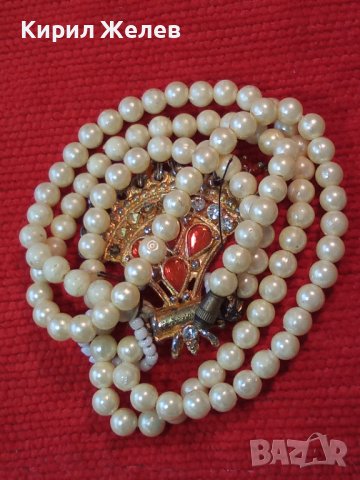 ПЕРЛЕН МЕДАЛОН КОЛИЕ с ИСКРЯЩИ КРАСИВИ ФАСЕТИРАНИ КАМЪНИ 74781, снимка 3 - Колиета, медальони, синджири - 29771905
