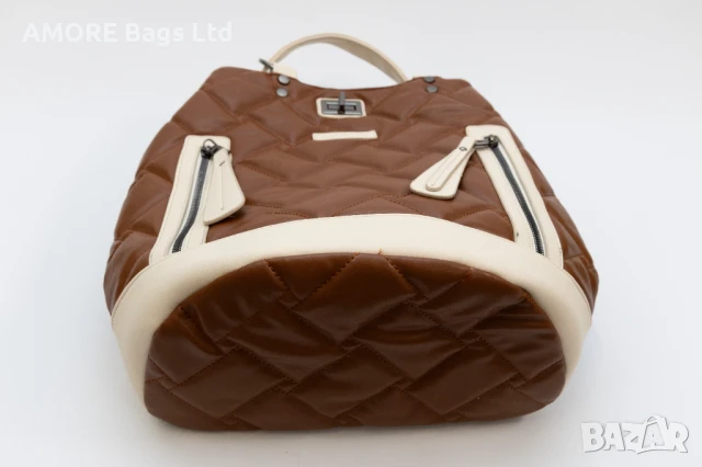 Спортно елегантна дамска раница AMORE Livia - Cream, снимка 6 - Раници - 50657205