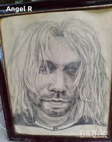 Кърт Кобейн рисуван портрет, снимка 2 - Картини - 51180985