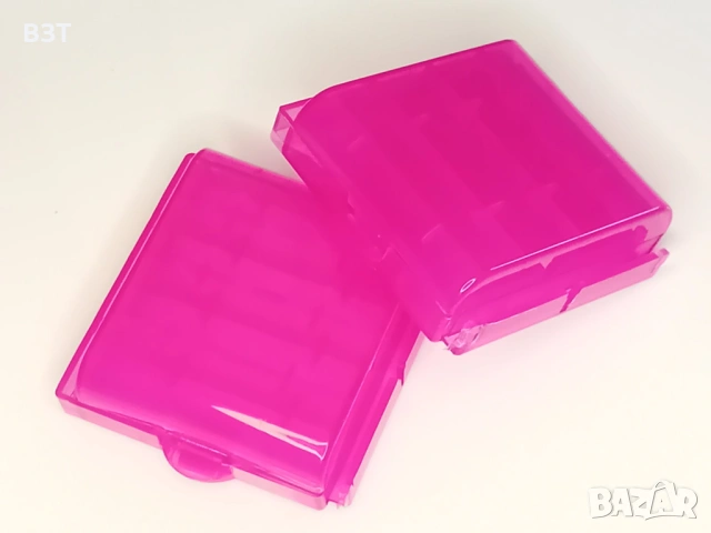 КУТИЯ ЗА СЪХРАНЕНИЕ НА 4 БРОЯ БАТЕРИИ AA/AAA ПЛАСТМАСОВА ПРОЗРАЧНА РОЗОВА, снимка 3 - Кутии за съхранение - 53292979