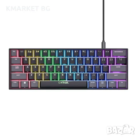 TRUST GXT867 Acira 60 Mini Gaming Keyboard US Геймърска Клавитура, снимка 4 - Клавиатури и мишки - 49361333