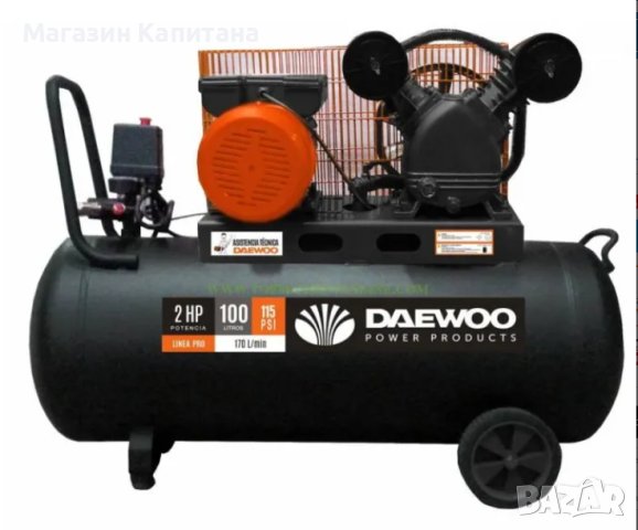 Електрически бутален компресор DAEWOO 100л. бутилка, 2HP, 1,5KW
