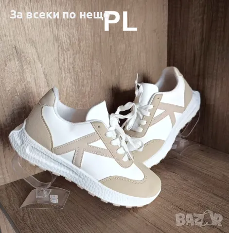 Дамски маратонки кожа и велур ; Бежово, снимка 9 - Маратонки - 47359349