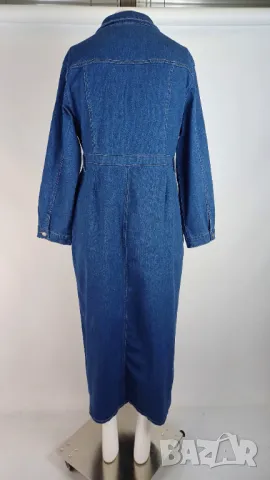 XXL Дълга еластична дънкова рокля, снимка 3 - Рокли - 50254326