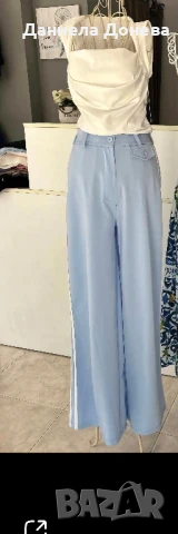 Син широк панталон