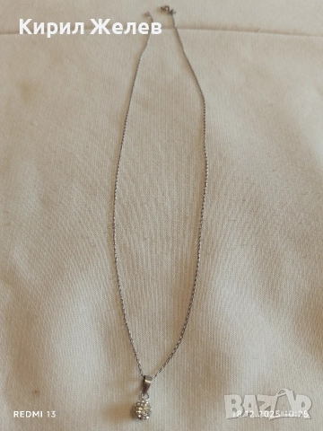 Нежен сребърен синджир с висулка циркон подходящ за ежедневието 52439