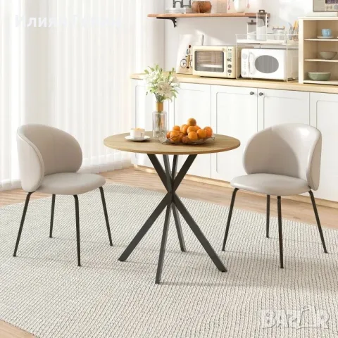 HOMCOM Кръгла кухненска маса, 80 см, снимка 2 - Маси - 55996512