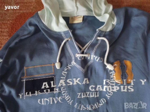 Тънка блуза с качулка, снимка 2 - Блузи - 53399563