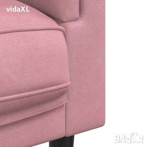 vidaXL Диван с възглавници, 3-местен, розов, кадифе, снимка 7 - Дивани и мека мебел - 56147370