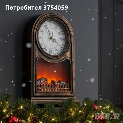Винтидж настолен часовник с LED камина – уют и стил в едно, снимка 2 - Стенни часовници - 51925429
