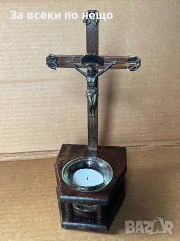 Настолен кръст , разпятие , свещник , кандило, снимка 1