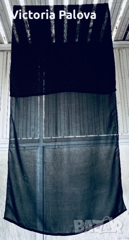 Елегантен черен шал с декорация от стъклени камъчета, снимка 3 - Шалове - 52266129