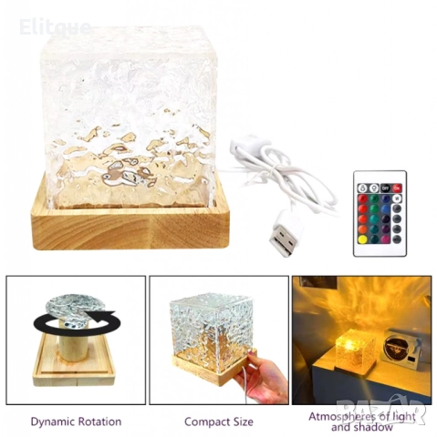 Елегантна кристална квадратна лампа с променящи се цветове, снимка 3 - Други - 52820244