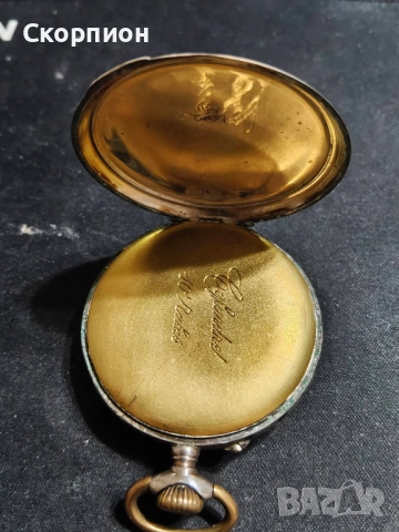 Швейцарски джобен часовник с посребрени капаци 1925г. - 10 РУБИНА, снимка 7 - Джобни - 48361931