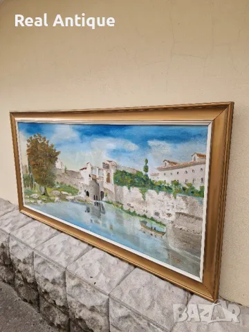 Превъзходна антикварна испанска авторска майсторска картина масло върху платно , снимка 7 - Антикварни и старинни предмети - 47486611