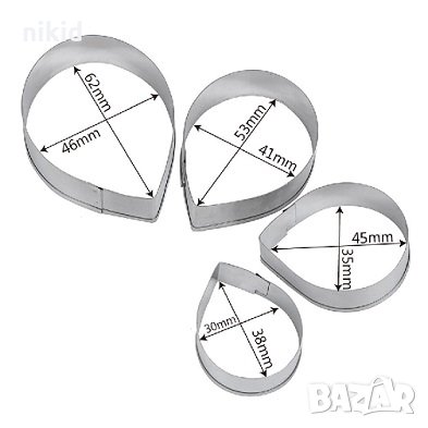 6 бр обли капки метални резци за роза направа на цвете украса декорация торта шоколад фондан, снимка 3 - Форми - 34542288