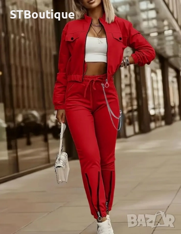 💃 Дамски Ежедневен Комплект от Две Части с Цип 💃, снимка 12 - Комплекти - 52232570