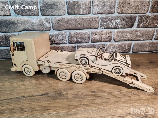 Комплект дървени модели - Камион за пътна помощ и автомобил – Craft Camp, снимка 8 - Коли, камиони, мотори, писти - 52739165