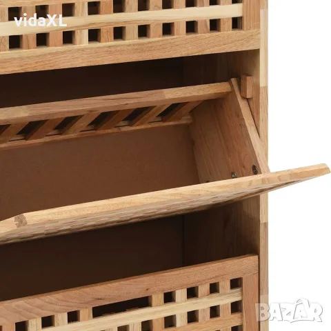 vidaXL Шкаф за съхранение на обувки, 55x20x104 cм, орехово дърво масив, снимка 6 - Шкафове - 56146467