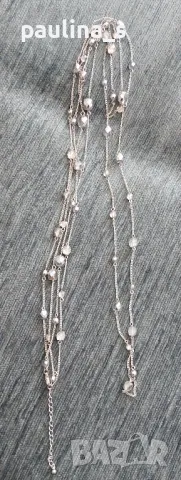 Двуредно колие тип гердан в сребристо , снимка 3 - Колиета, медальони, синджири - 47365811