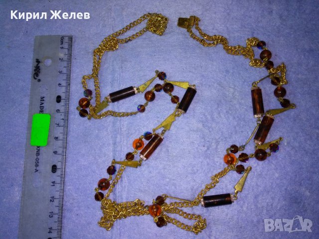 СТАРА РЕТРО АР НУВО СТИЛ ОГЪРЛИЦА БРОНЗ и КАТАЛИН с ПОЗЛАТА и ФИЛИГРАННА ЗАКОПЧАЛКА 36907, снимка 2 - Антикварни и старинни предмети - 40684793