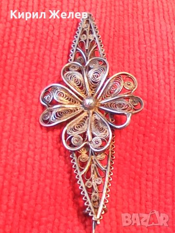 ЮВЕЛИРНО РЪЧНО ИЗРАБОТЕНА СТАРИННА СРЕБЪРНА ФЛОРАЛНА БРОШКА АРТ НУВО РЕТРО АРТ БИЖУ ФИЛИГРАН 17254, снимка 4 - Антикварни и старинни предмети - 31196307