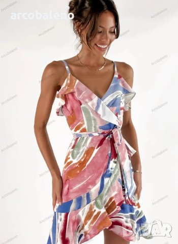 Дамска слинг рокля с абстрактни щампи, 2цвята - 023 , снимка 6 - Рокли - 41600044