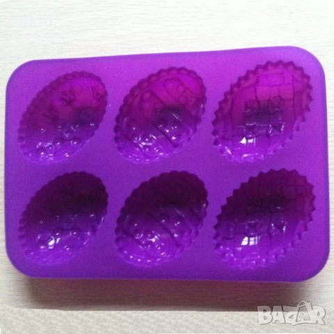 6 едри декорирани Великденски яйца яйце дълбок силиконов молд форма калъп за шоколад гипс сладки, снимка 3 - Форми - 35966711