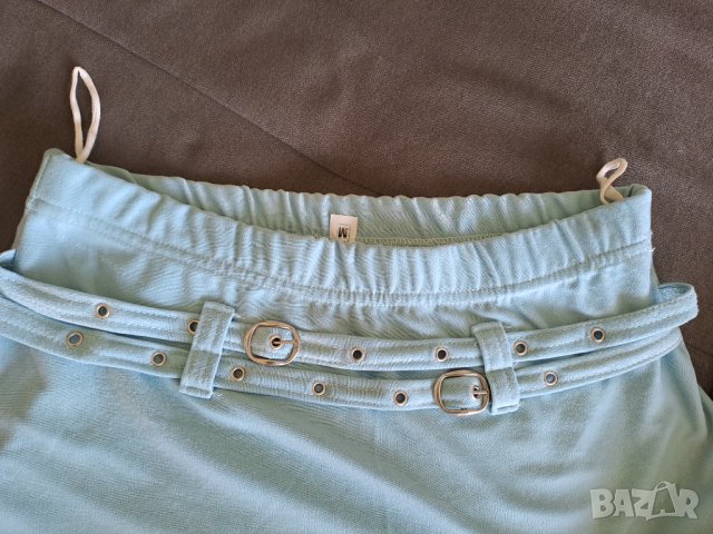 Дълга пола с коланчета отпред много светло синьозелено S-М, снимка 5 - Поли - 41414666